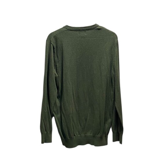 L.L. Bean Mens Vintage Cashmere Blend V Neck Sweater Green Size L Preppy Fall - Picture 9 of 11